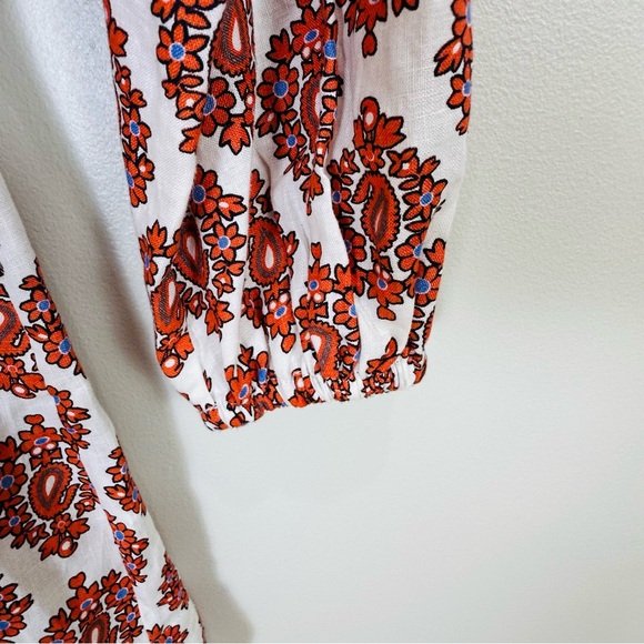 Boden Notch Neck Long Sleeve Linen Mini Shift Dress Floral Block Print 6 Long - Picture 11 of 16